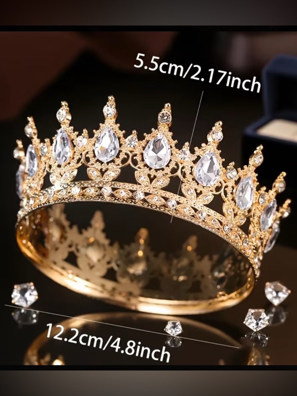 Royal Wedding Gold Crystal Teardrop Pageant Tiara Headband - Women's Accessories - Picture 3 of 3